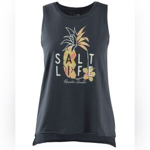 Salt Life Women's Pineapple Split Graphic Cotton Tank Top, Grey Size Small